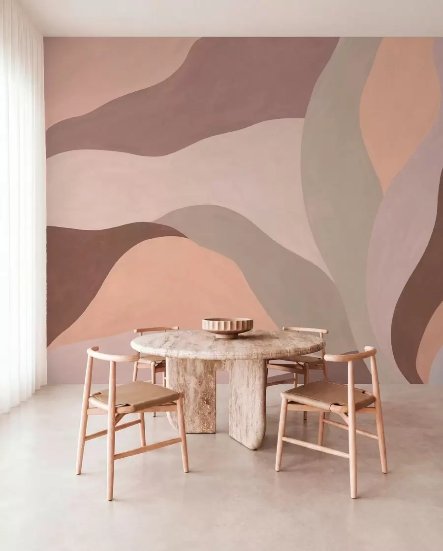 Fotobehang Abstracte vloeiende vormen in pasteltinten w05629