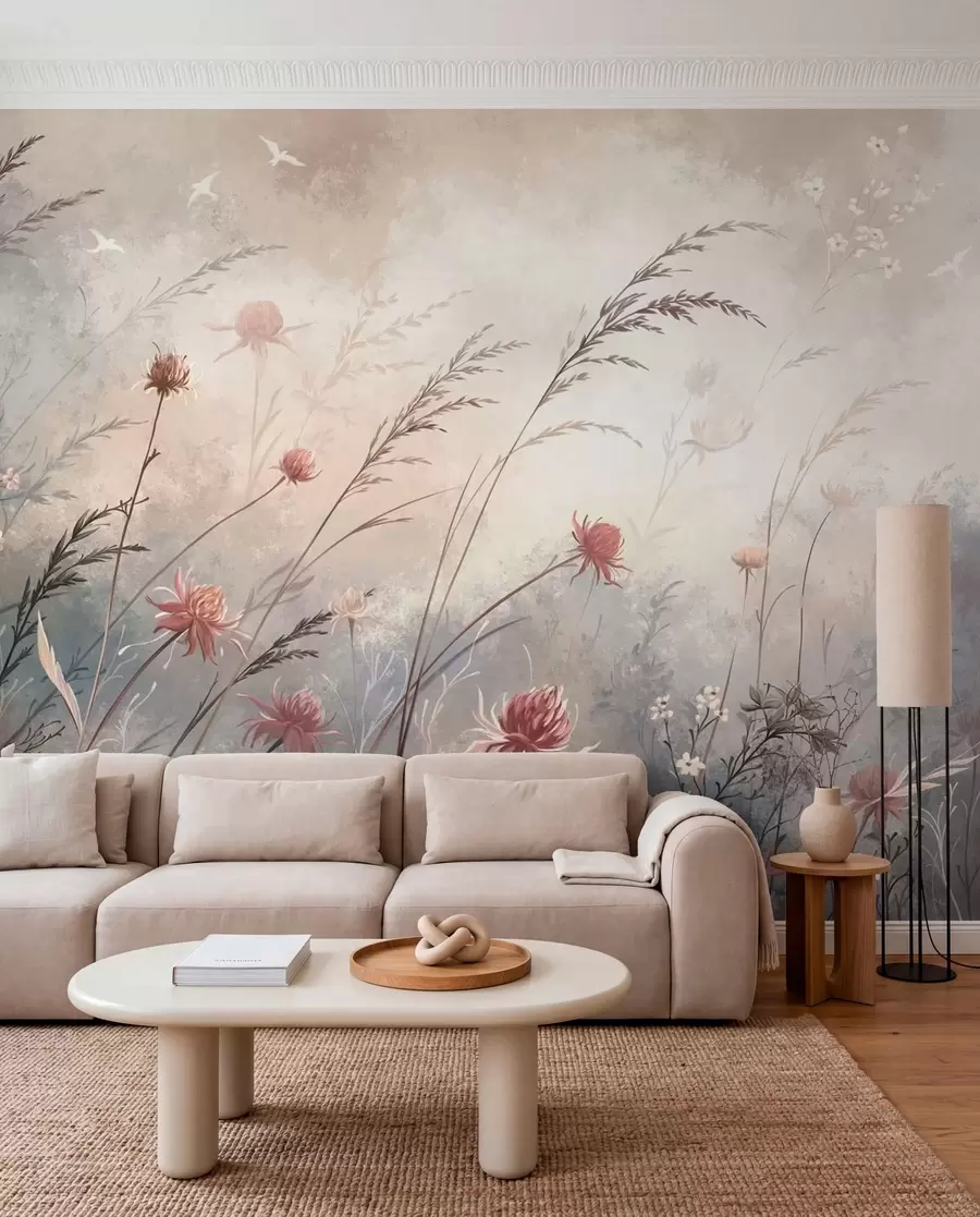 Fotobehang Bloeiende weide w05538