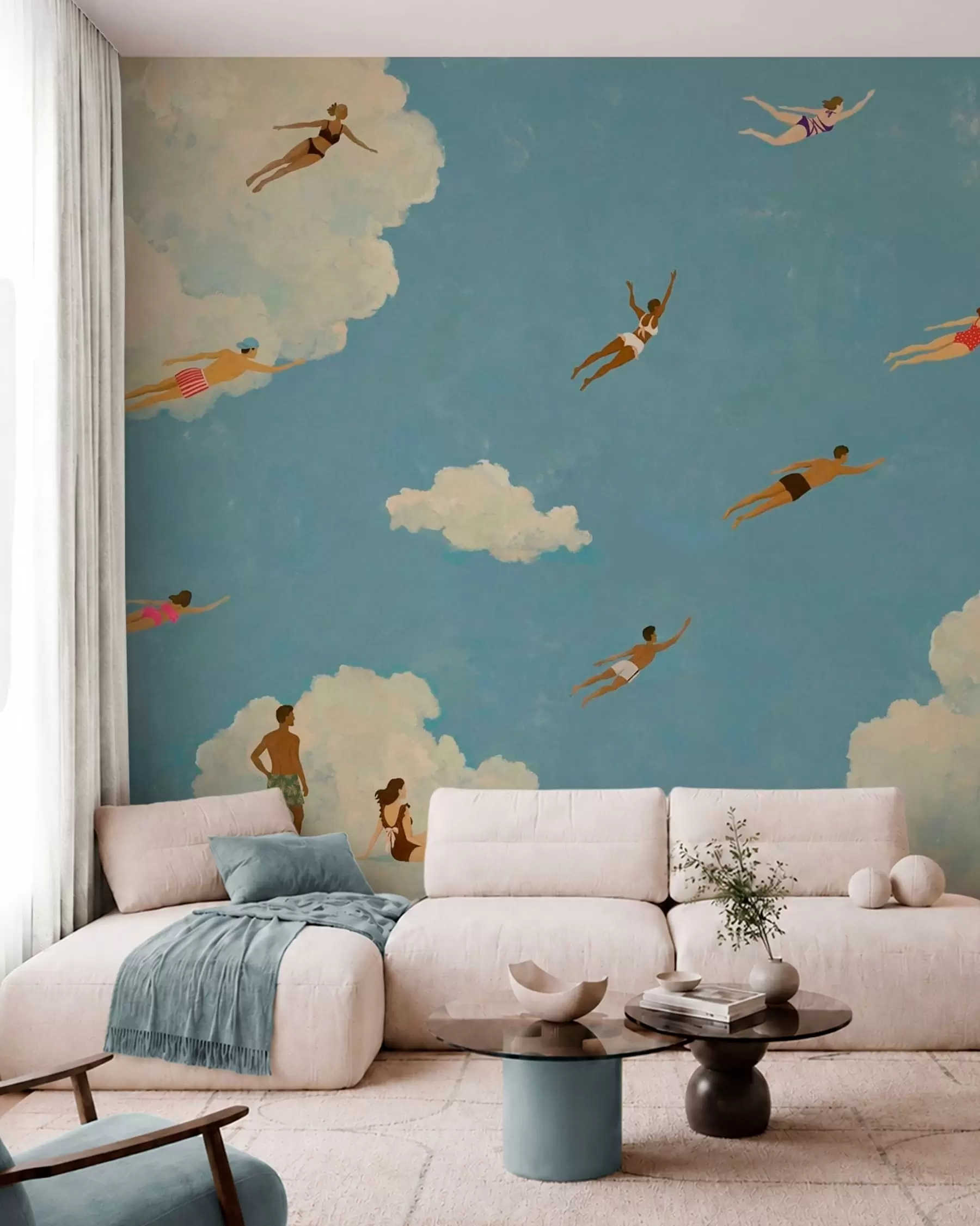 Fotobehang Zwemmen door de wolken w05628