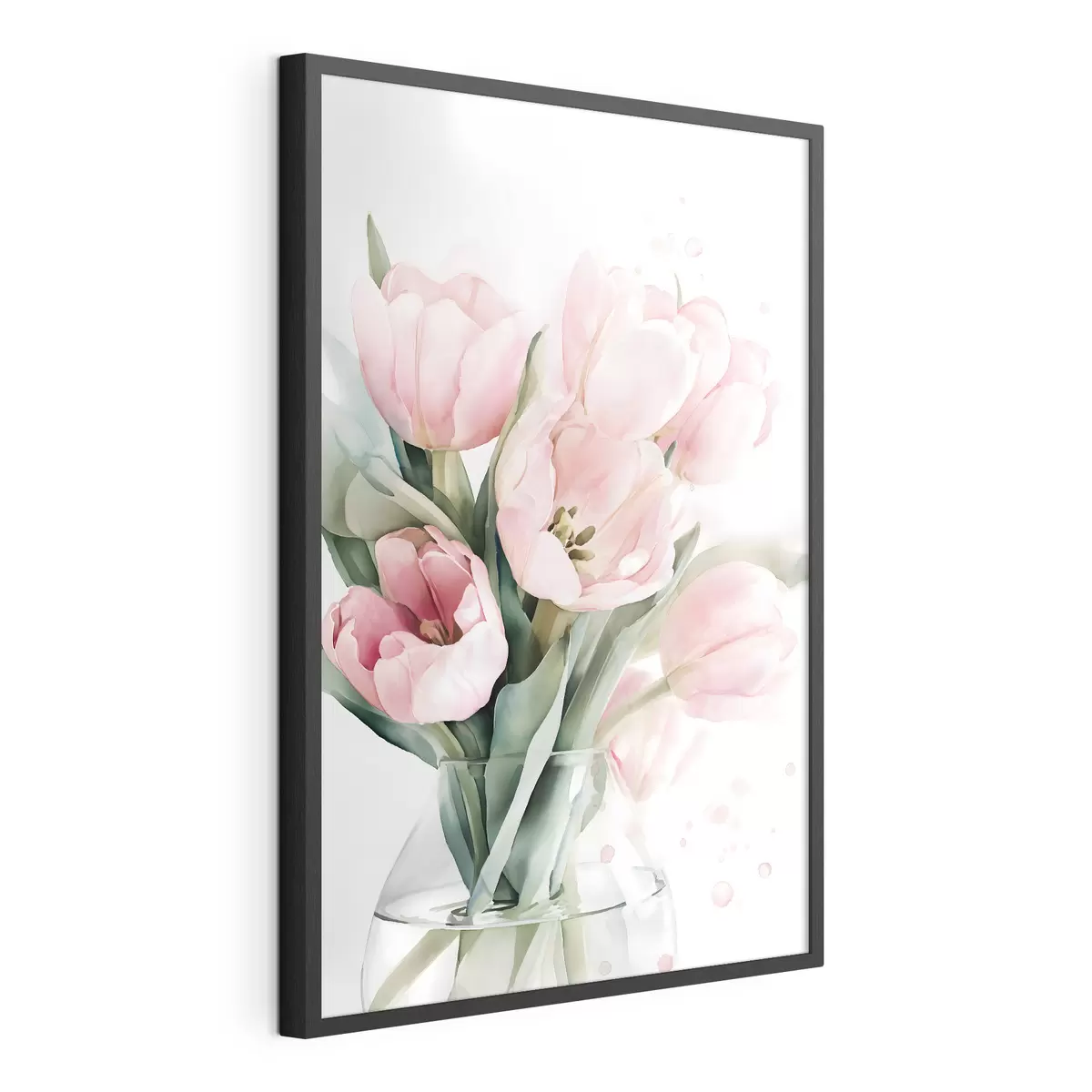 Poster Delicate roze tulpen in aquarelstijl f49225