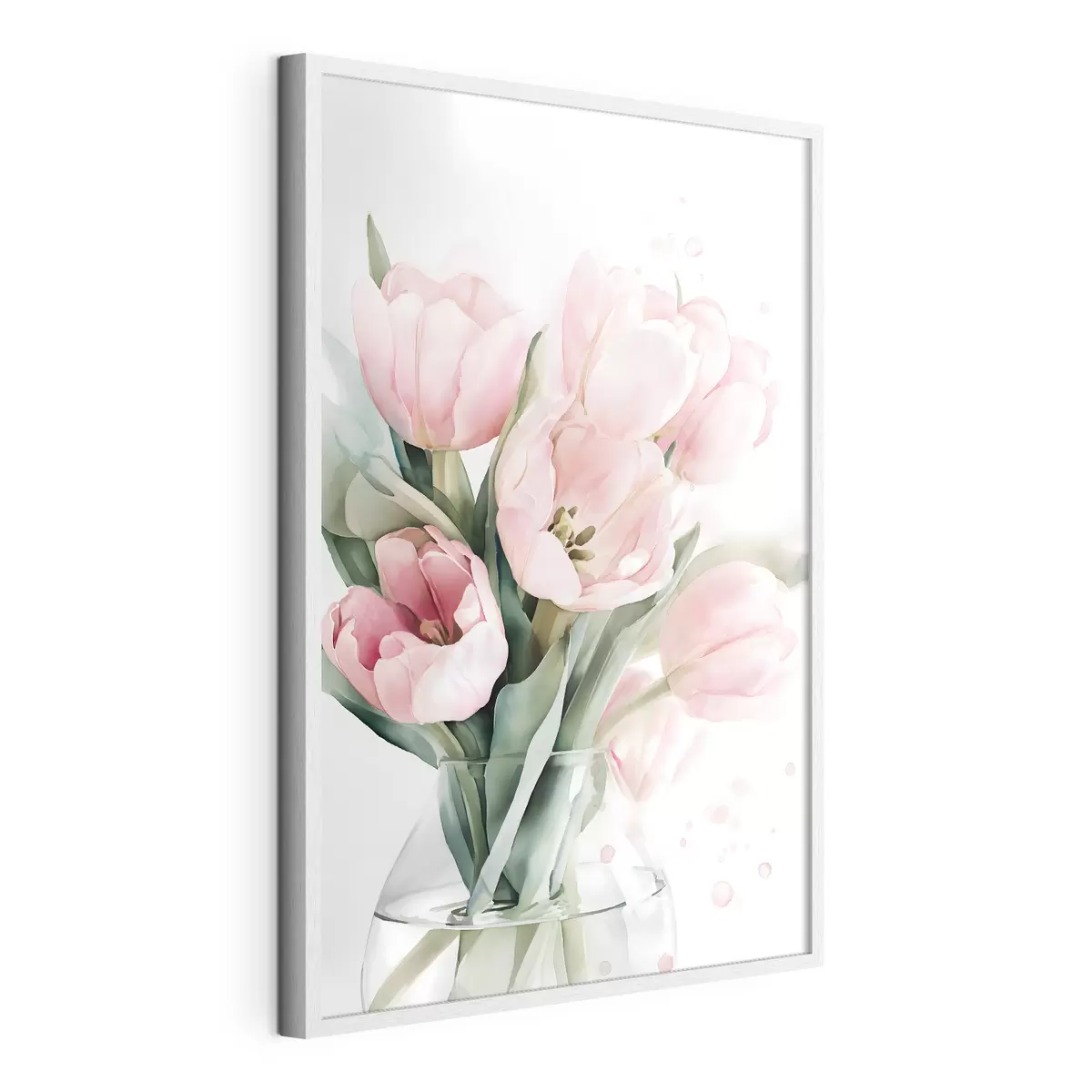 Poster Delicate roze tulpen in aquarelstijl f49225