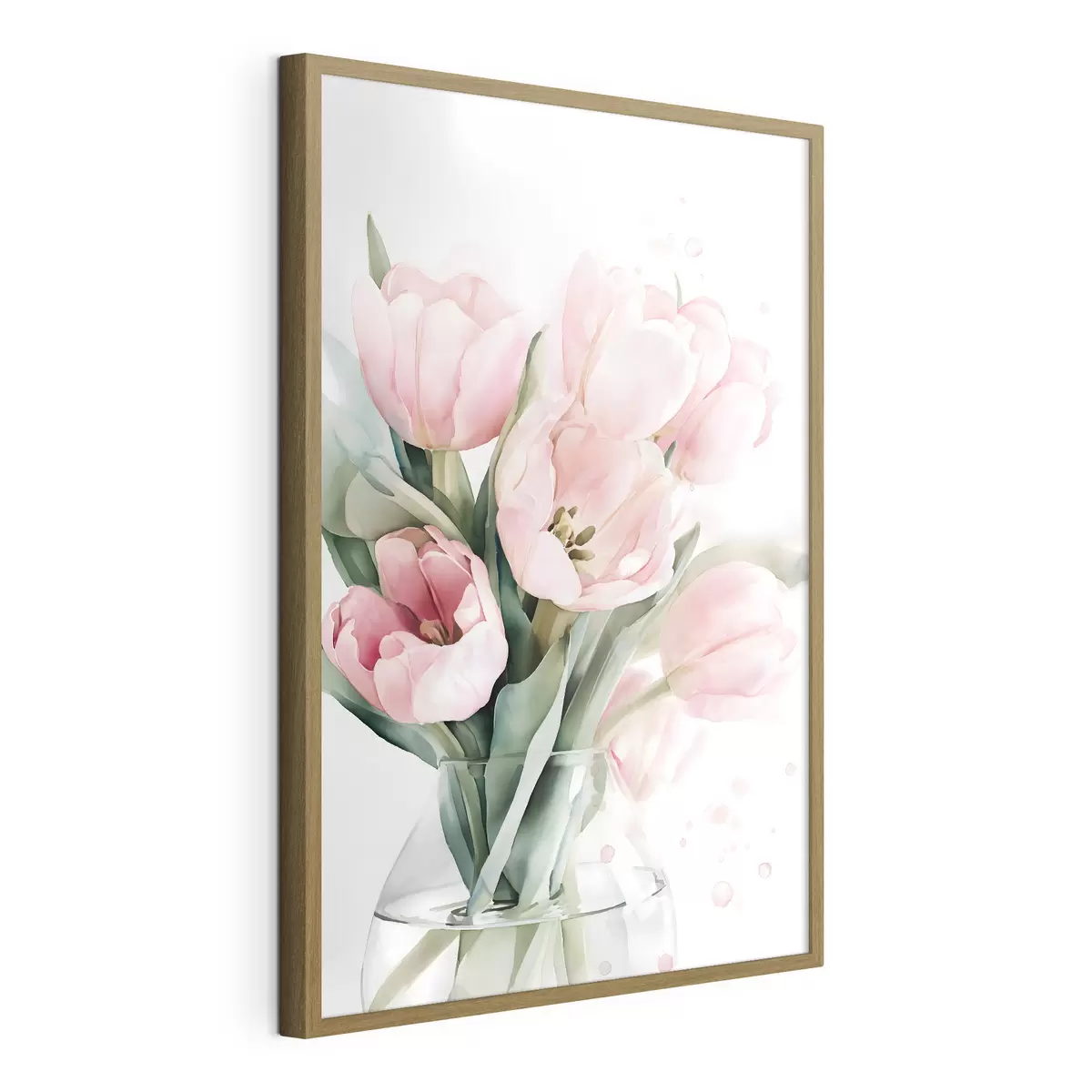 Poster Delicate roze tulpen in aquarelstijl f49225