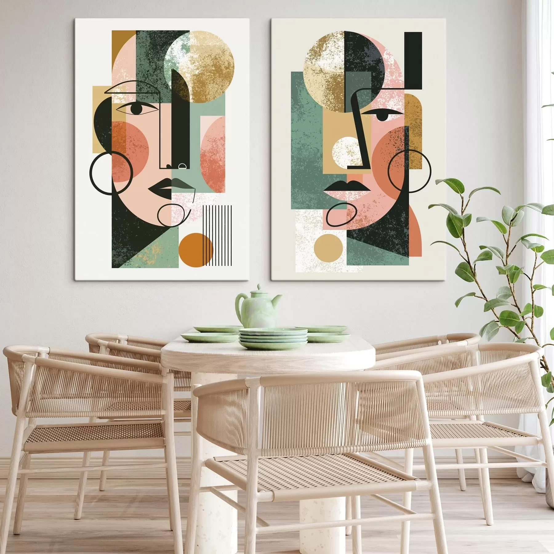  Schilderijen Abstracte portretten met geometrische vormen m30465