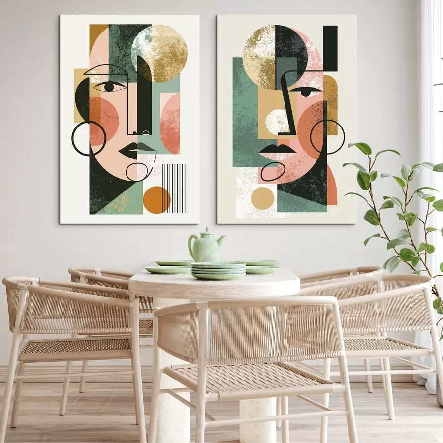  Schilderijen Abstracte portretten met geometrische vormen m30465
