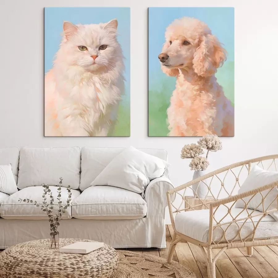  Schilderijen Portretten van een kat en een hond m30468