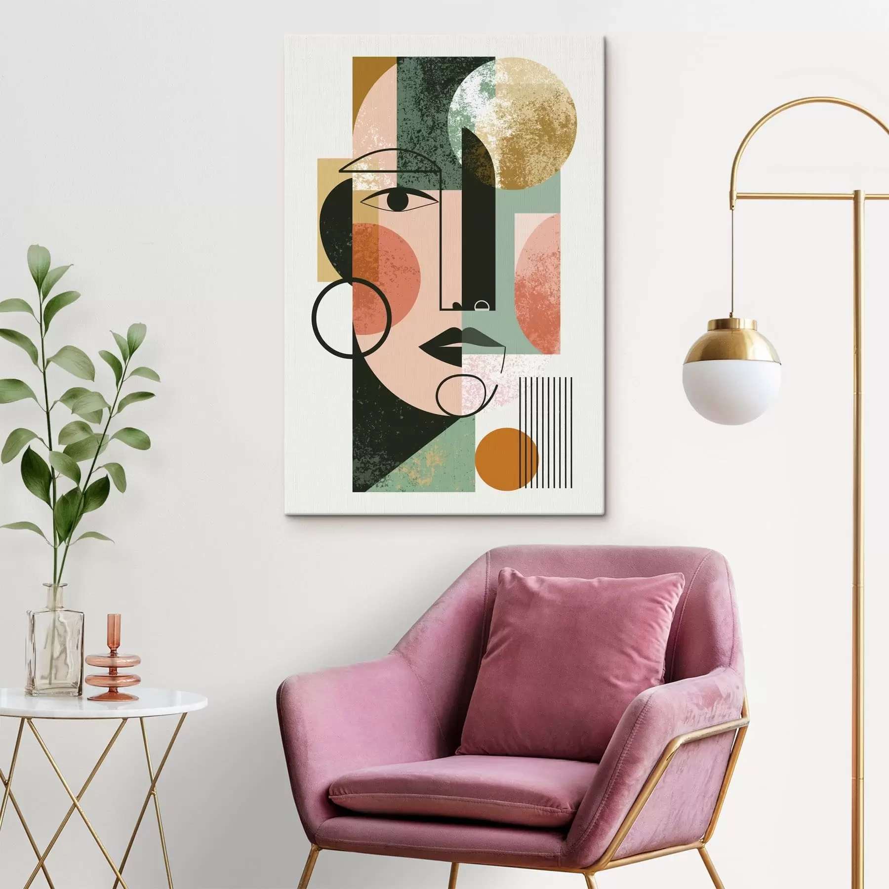  Schilderijen Abstract portret met geometrische vormen s49341