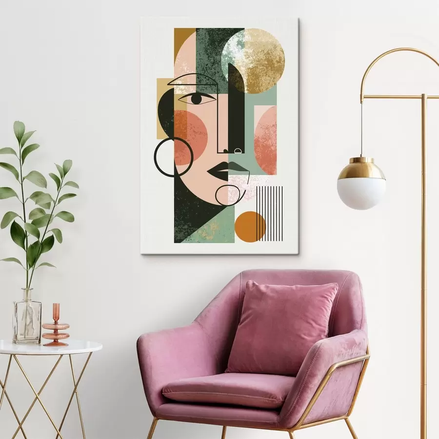  Schilderijen Abstract portret met geometrische vormen s49341