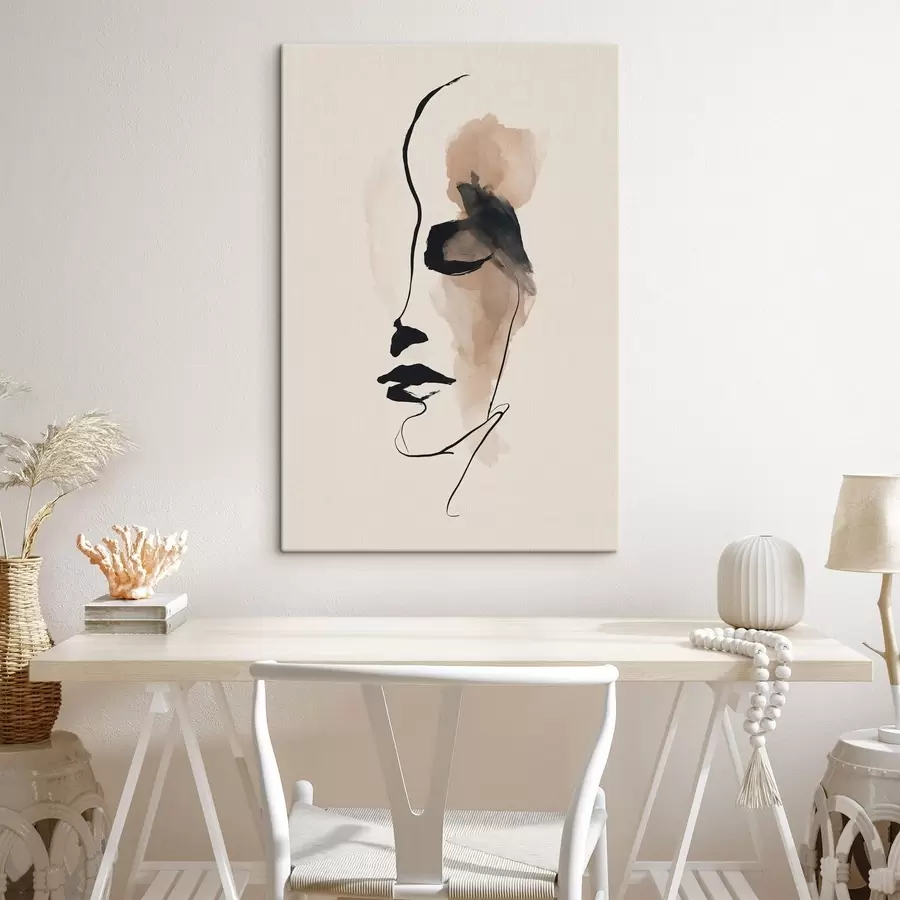  Schilderijen Een minimalistisch, abstract gezicht s49347