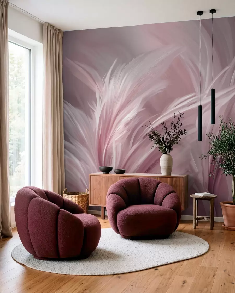 Fotobehang Elegante veren in roze tinten w05658v1