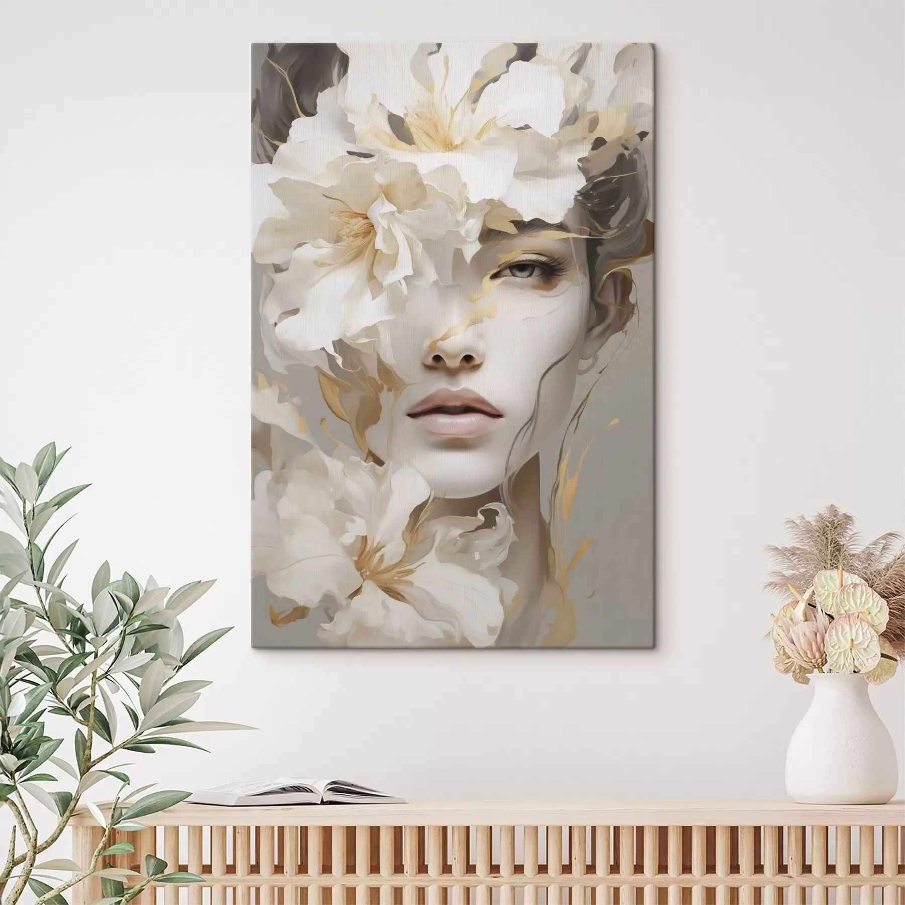  Schilderijen Portret van een meisje tussen de bloemen s49392