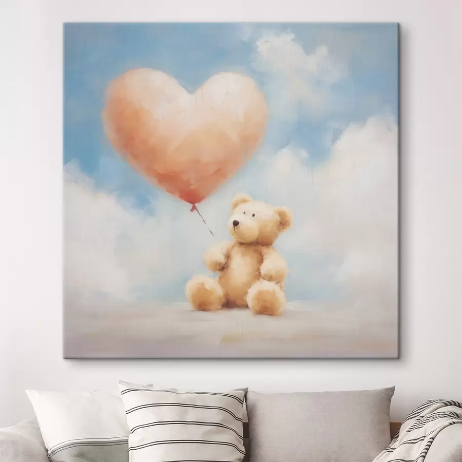  Schilderijen Schilderij met afbeelding van een beer en een hart s49396