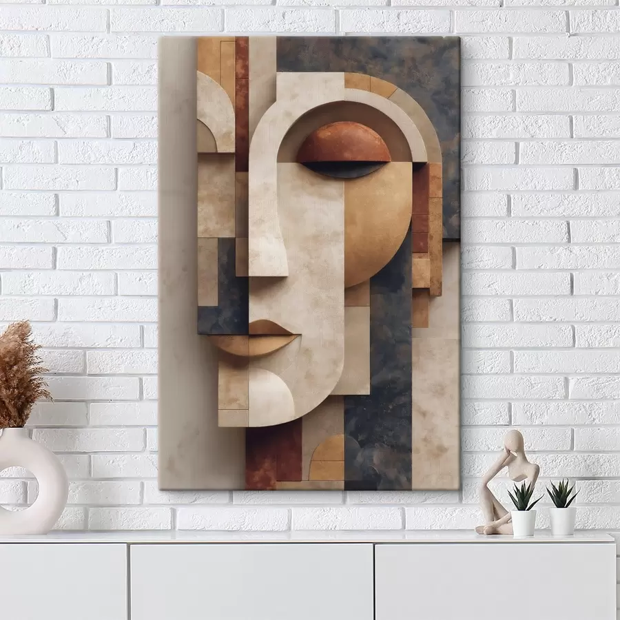  Schilderijen Abstracte, vlakke illustratie van een gezicht s49397