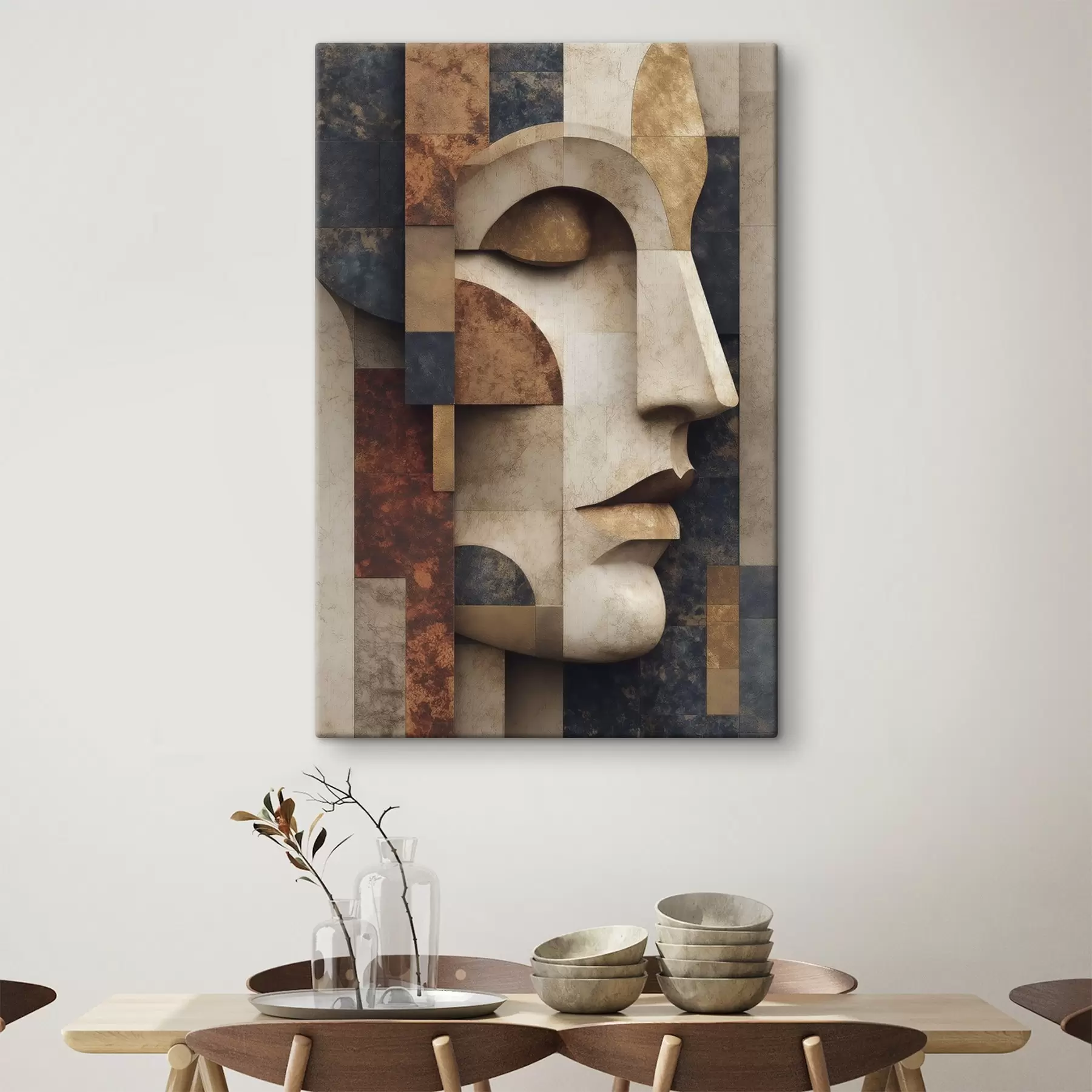  Schilderijen Abstracte, vlakke illustratie van een gezicht s49398