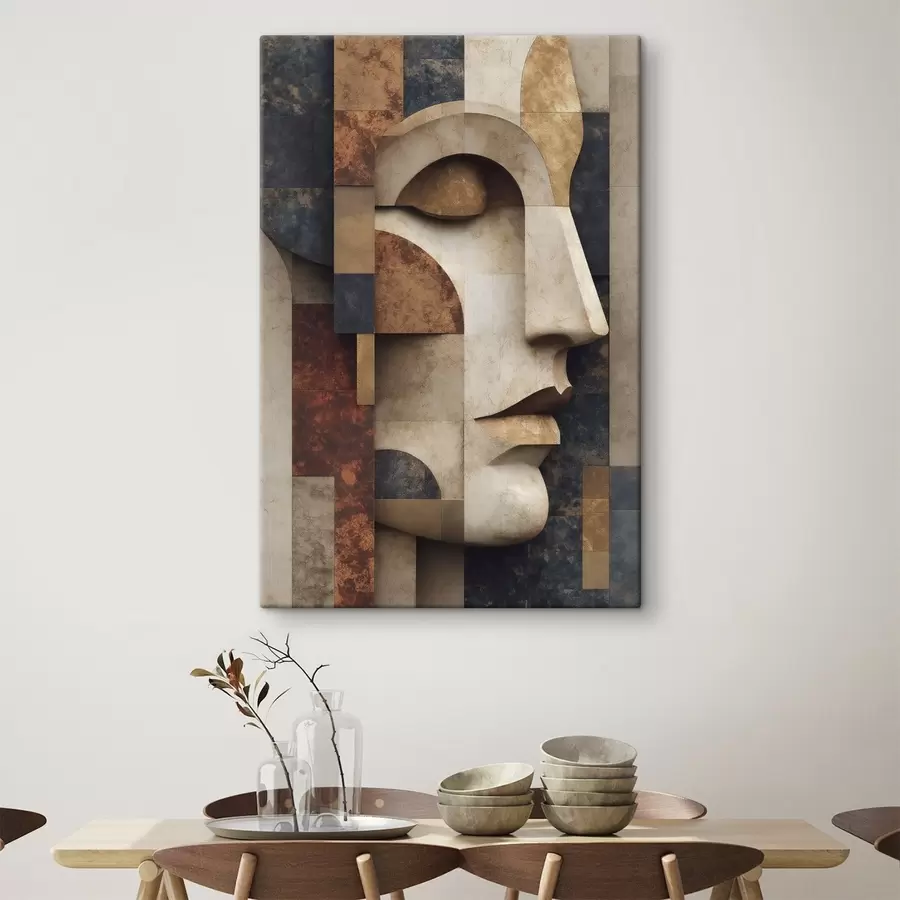  Schilderijen Abstracte, vlakke illustratie van een gezicht s49398