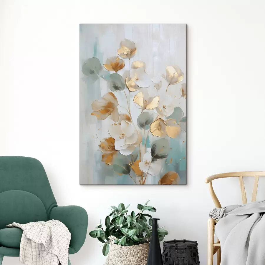  Schilderijen Abstracte takken met bladeren die op een schilderij lijken s49399