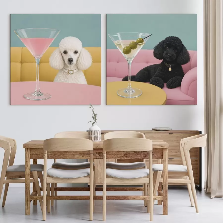  Schilderijen Hond en glas m30553