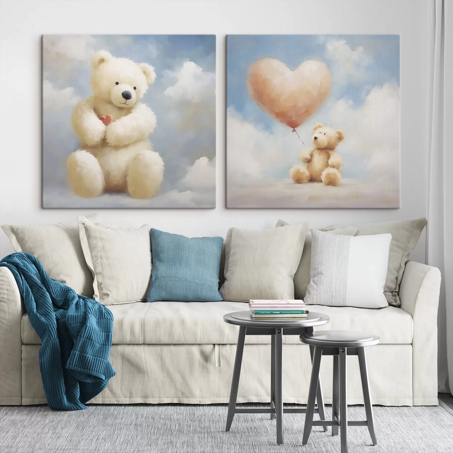  Schilderijen Schilderij met afbeelding van een beer en een hart m30556