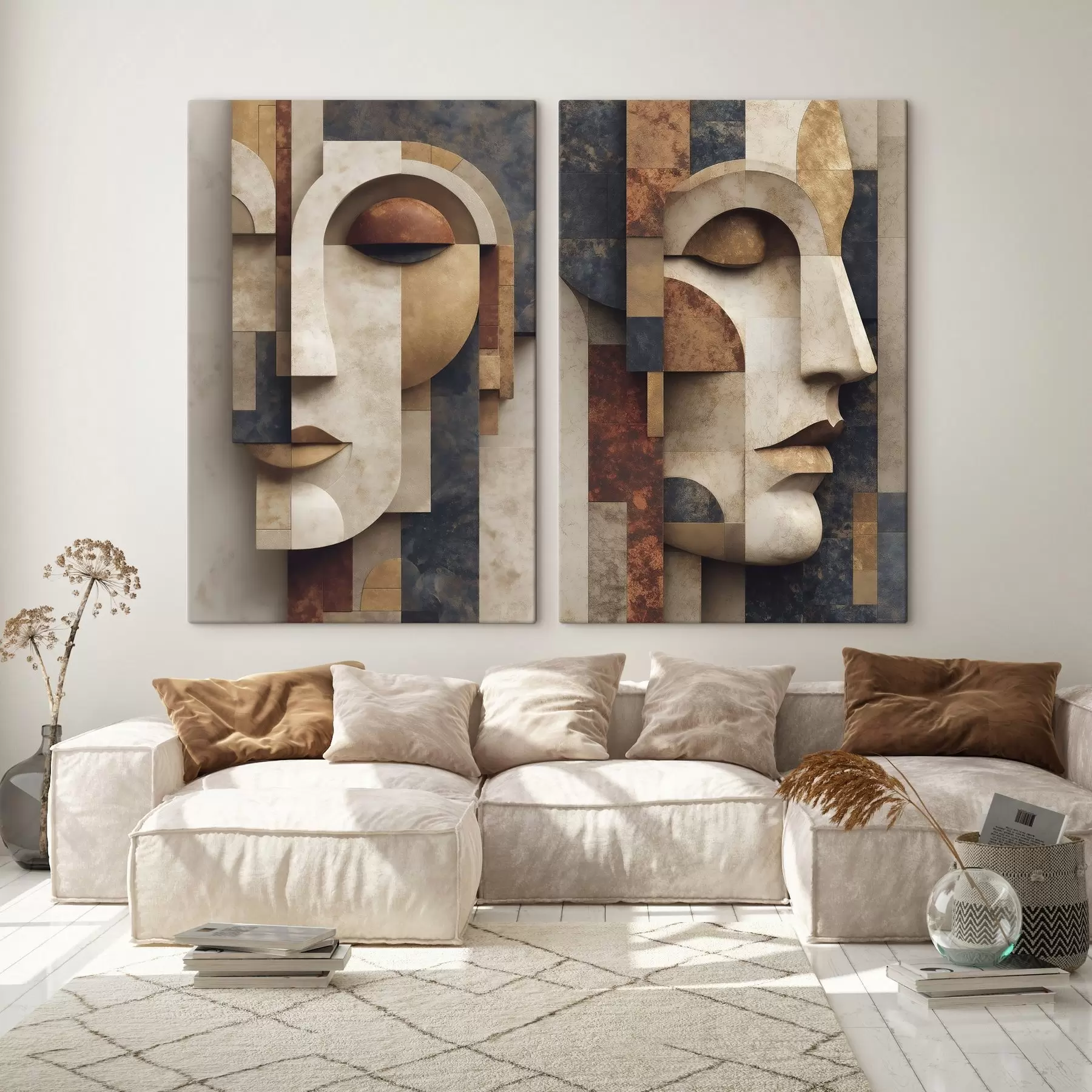  Schilderijen Abstracte, vlakke illustratie van een gezicht m30557