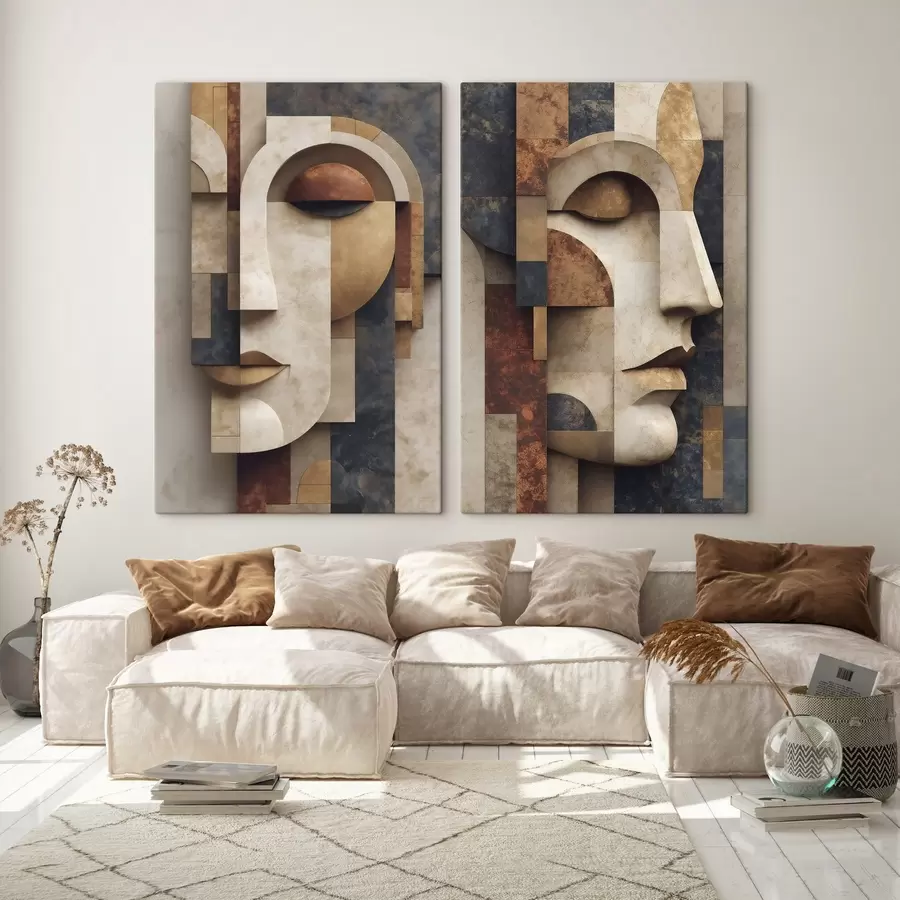 Fotobehang Abstracte, vlakke illustratie van een gezicht m30557