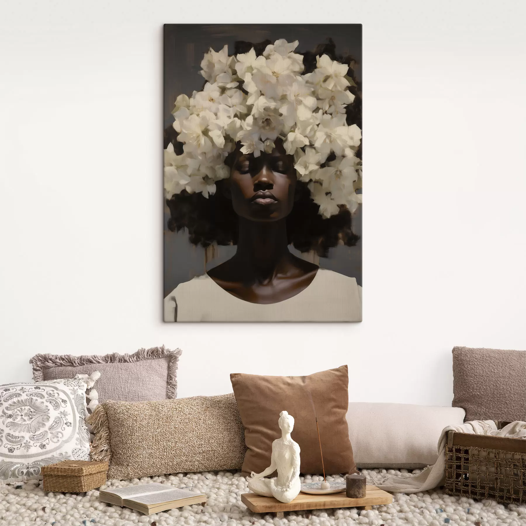 Schilderijen Vrouw met witte bloemen s49455