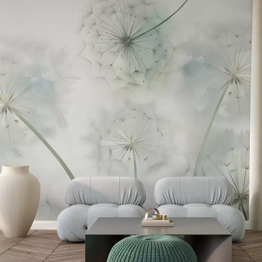 Fotobehang Samenvatting: imitatie van een schilderij met paardenbloemen w05664