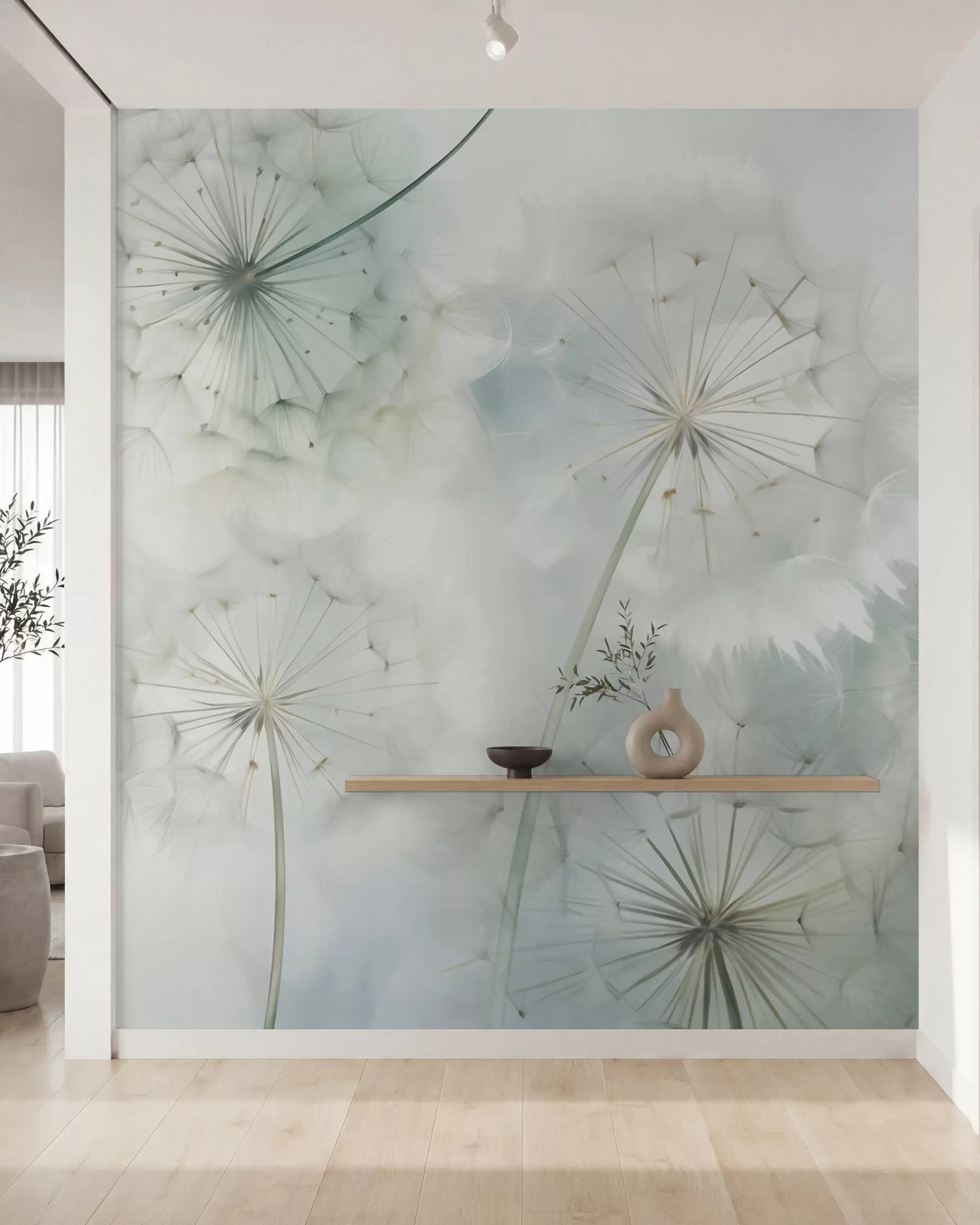 Fotobehang Samenvatting: imitatie van een schilderij met paardenbloemen w05664
