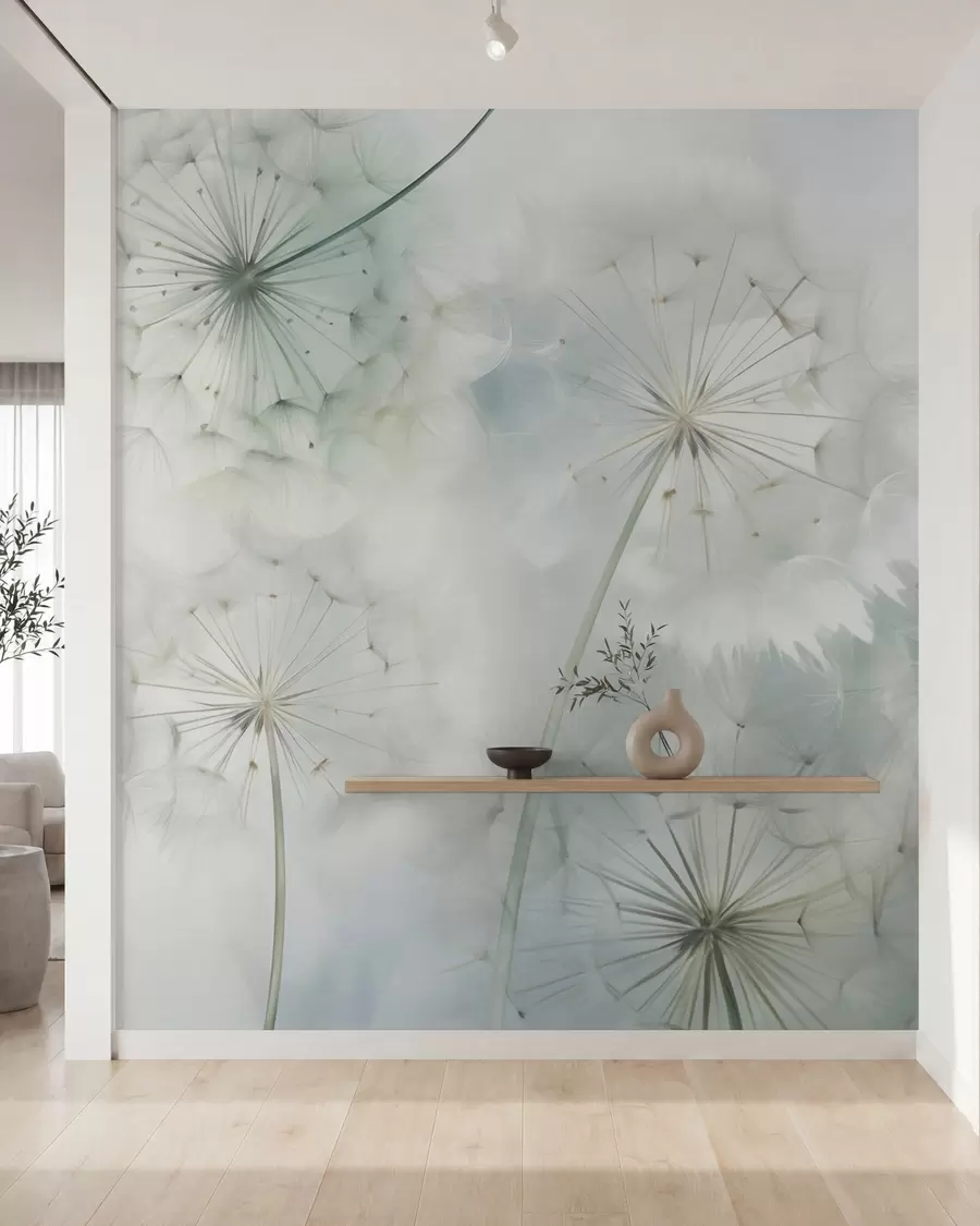 Fotobehang Samenvatting: imitatie van een schilderij met paardenbloemen w05664