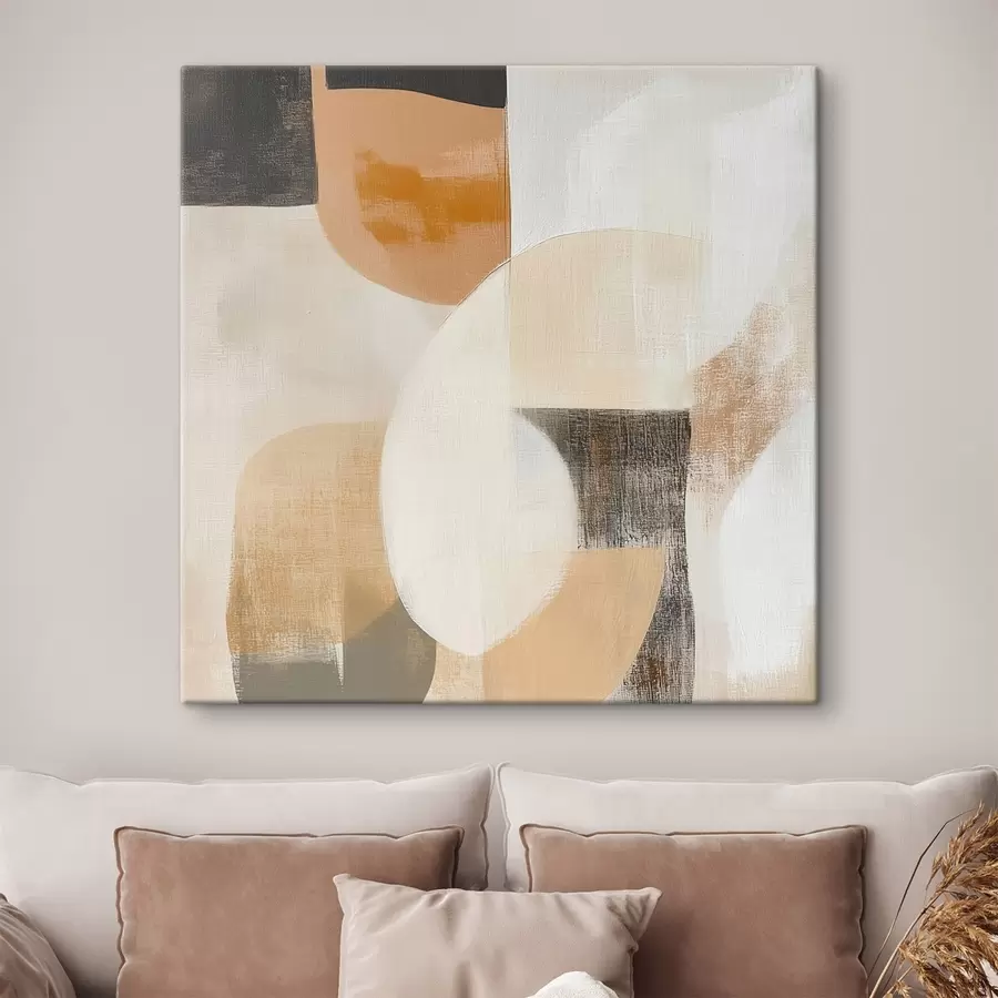  Schilderijen Hedendaagse kunstposter met eenvoudige geometrische vormen in warme tinten s48894