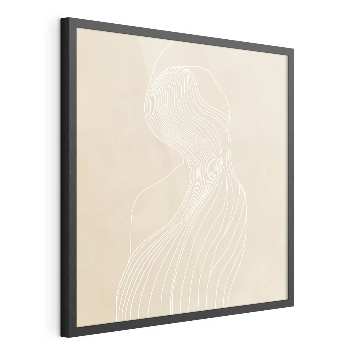 Poster Abstrakt vrouwelijk silhouet in witte lijnen in minimalistische stijl f48875