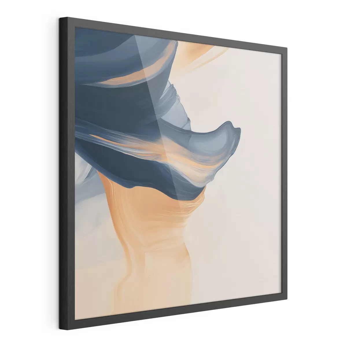 Poster Compositie met diepblauwe en warme perzikkleurige tinten in een eigentijdse schilderstijl f48883