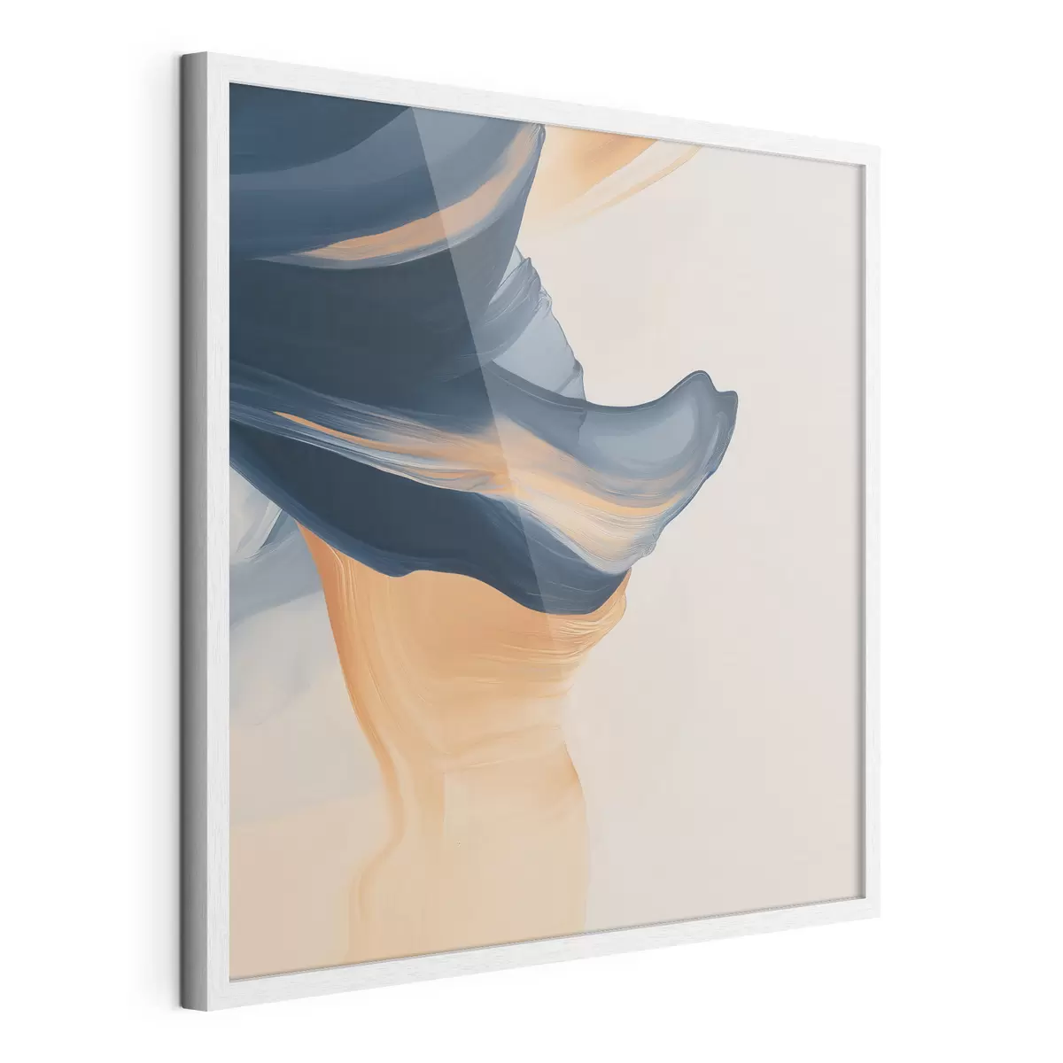 Poster Compositie met diepblauwe en warme perzikkleurige tinten in een eigentijdse schilderstijl f48883