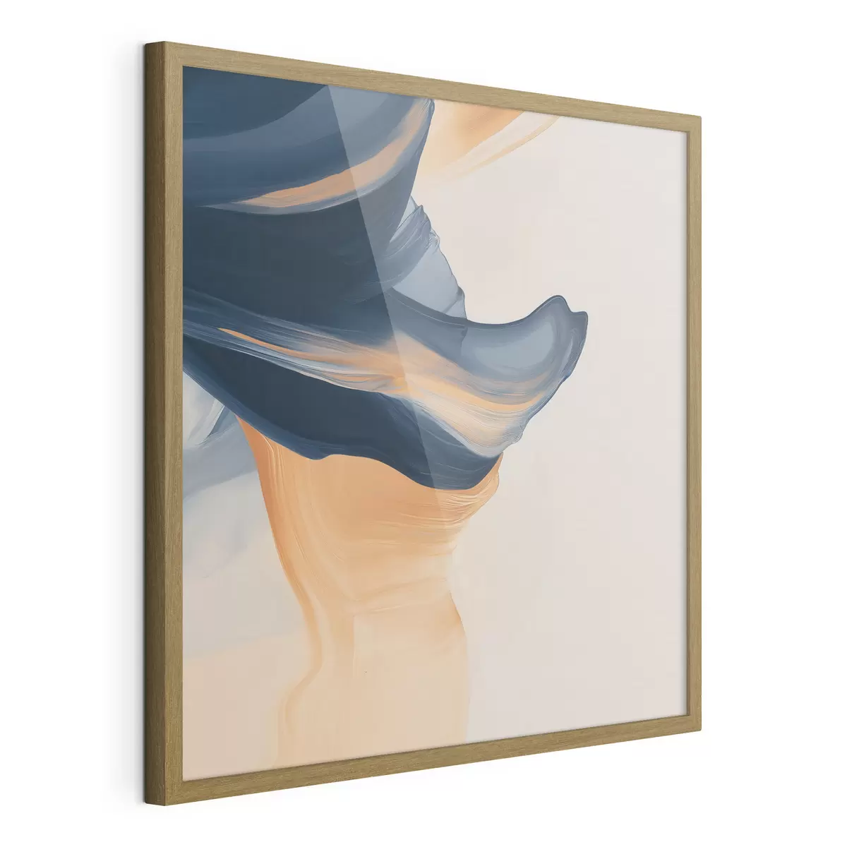 Poster Compositie met diepblauwe en warme perzikkleurige tinten in een eigentijdse schilderstijl f48883