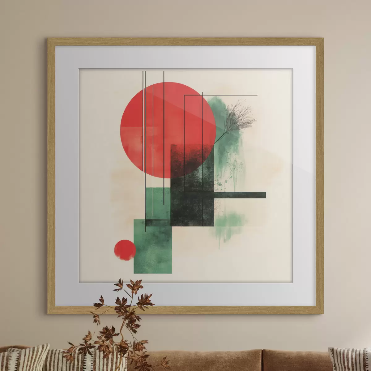 Poster Hedendaagse artistieke compositie met grafische lijnen en textuurelementen f48887