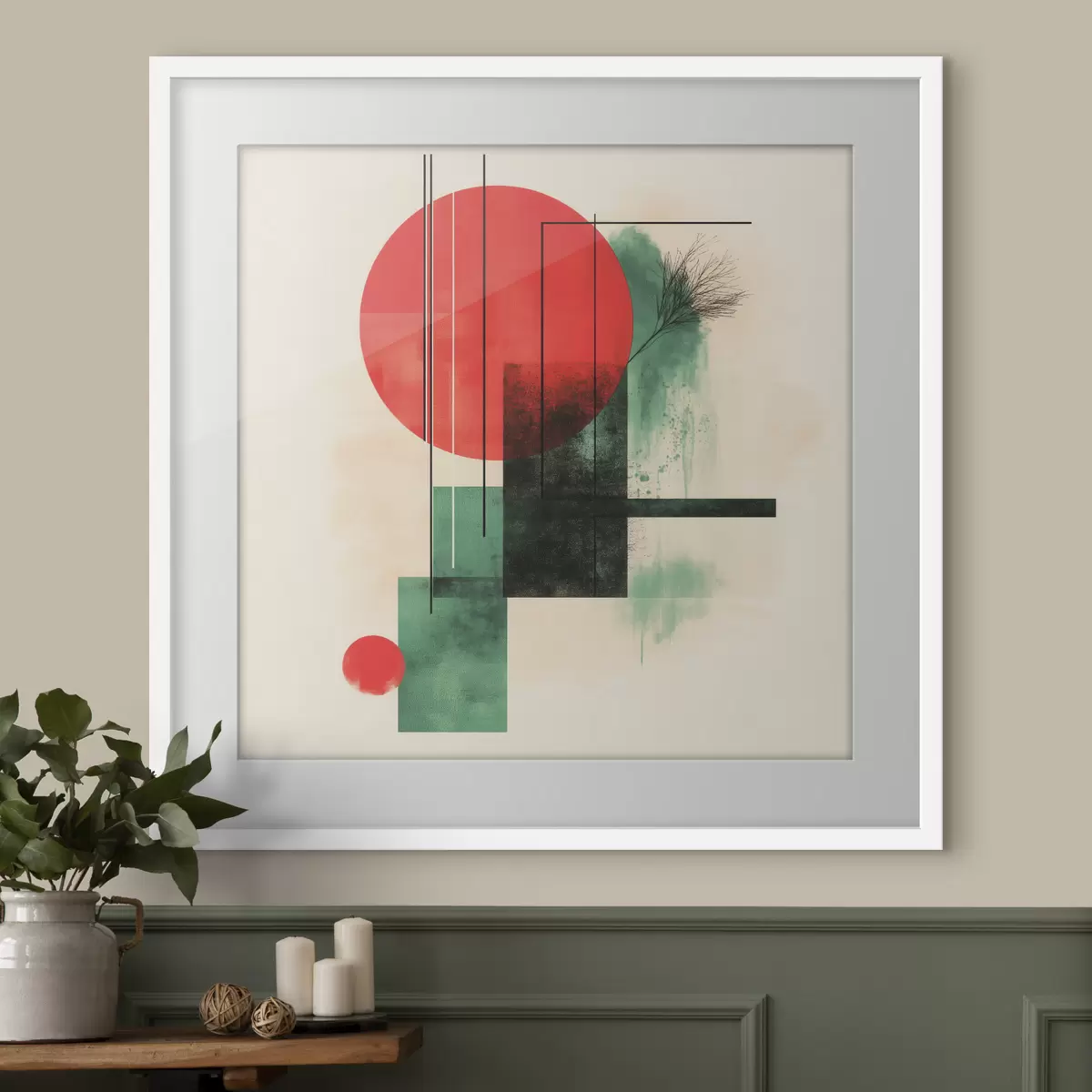 Poster Hedendaagse artistieke compositie met grafische lijnen en textuurelementen f48887