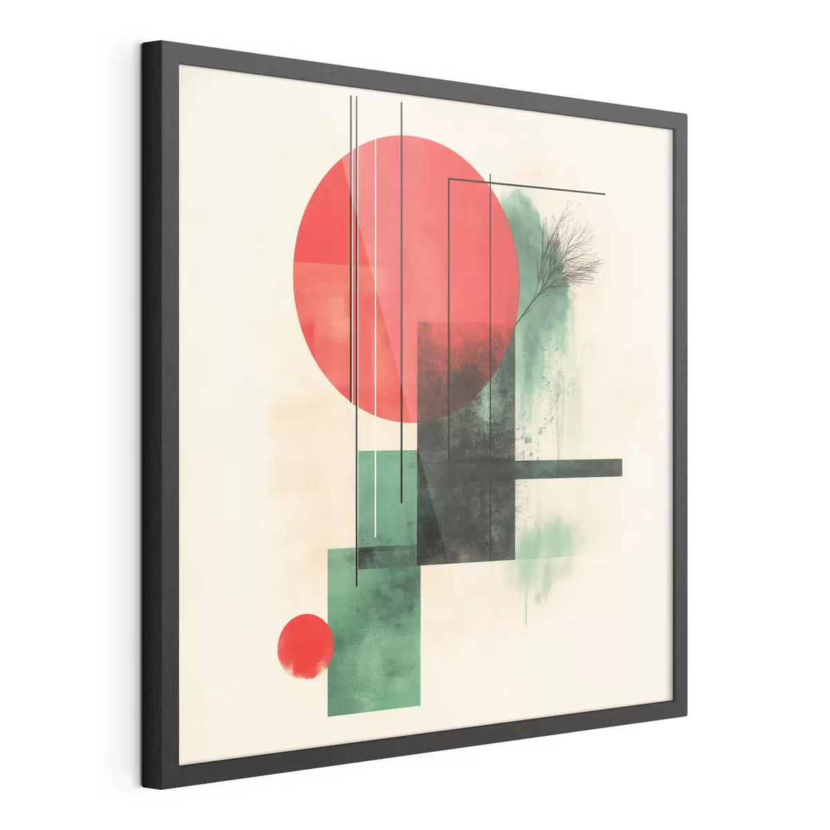 Poster Hedendaagse artistieke compositie met grafische lijnen en textuurelementen f48887