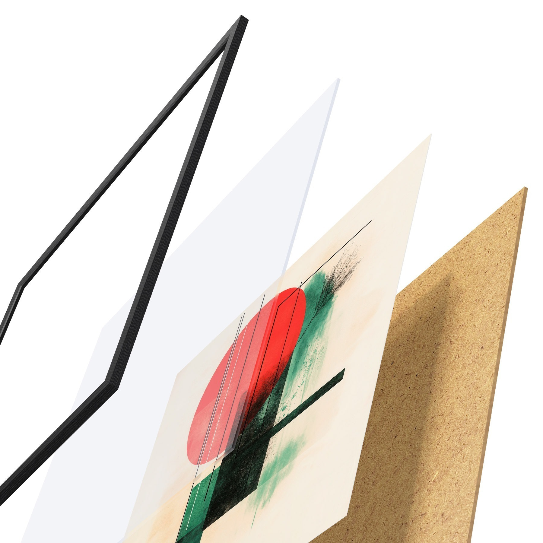 Poster Hedendaagse artistieke compositie met grafische lijnen en textuurelementen f48887