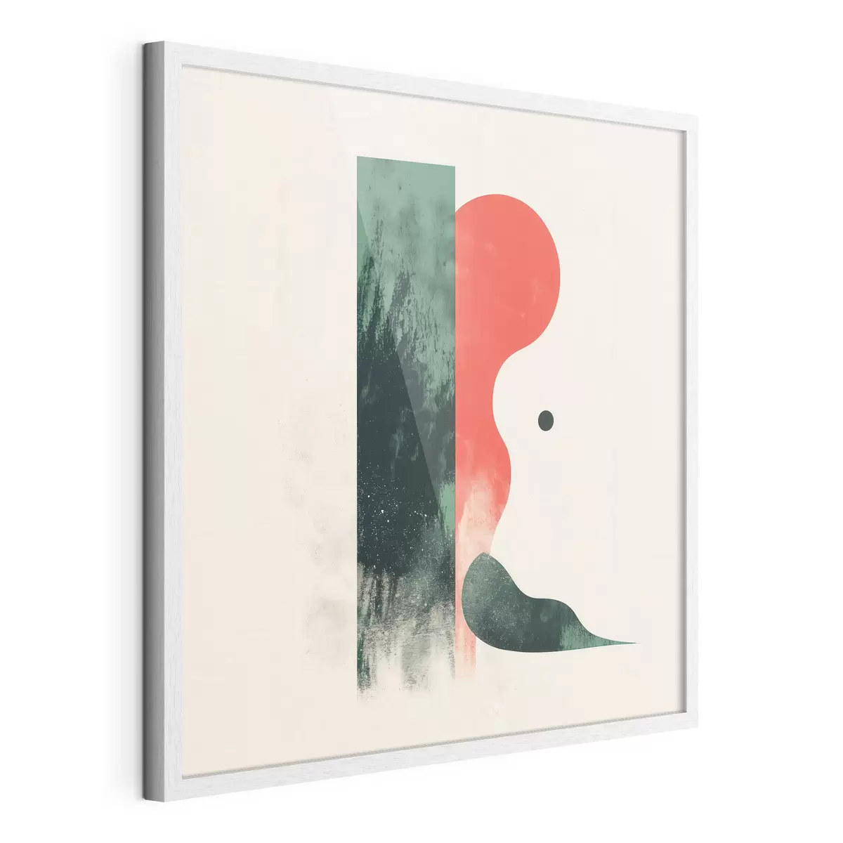 Poster Hedendaagse geometrische compositie met abstracte figuren in rood en groen f48888