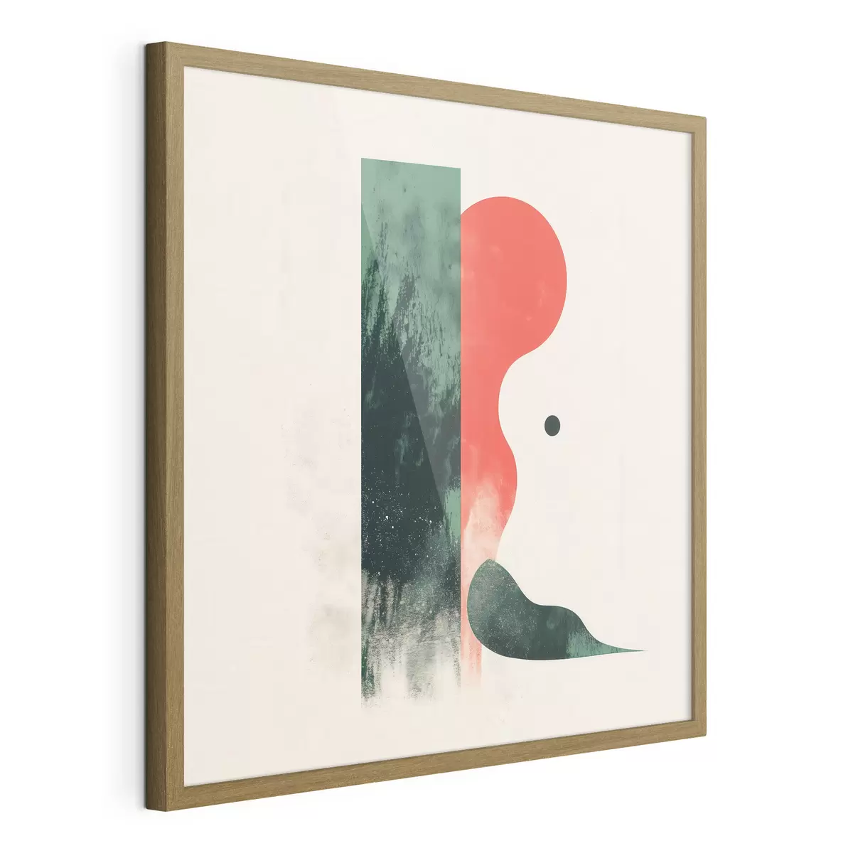 Poster Hedendaagse geometrische compositie met abstracte figuren in rood en groen f48888