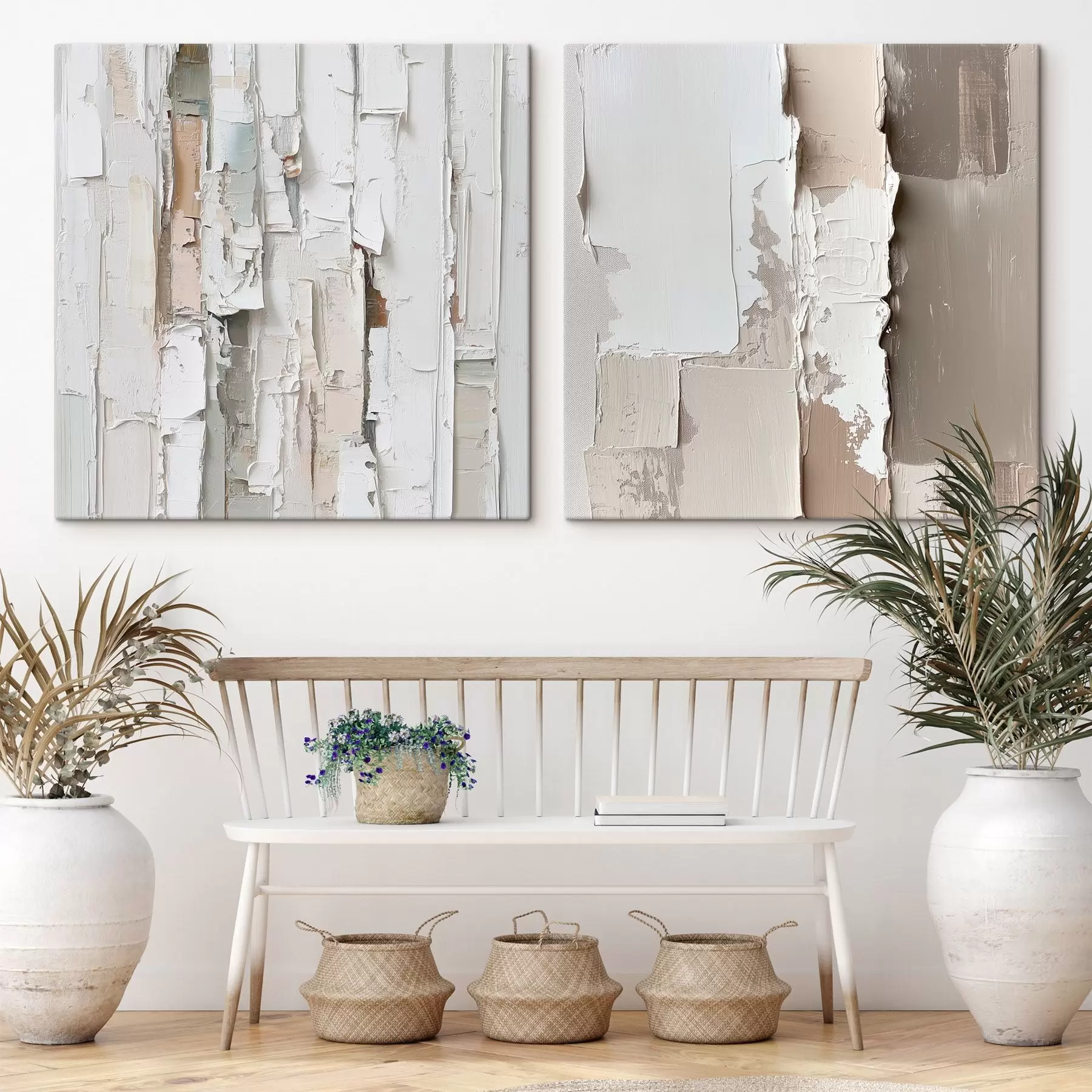  Schilderijen Abstracte compositie met een uitgesproken reliëf en pastelkleurige accenten in een eigentijdse schilderstijl m30365