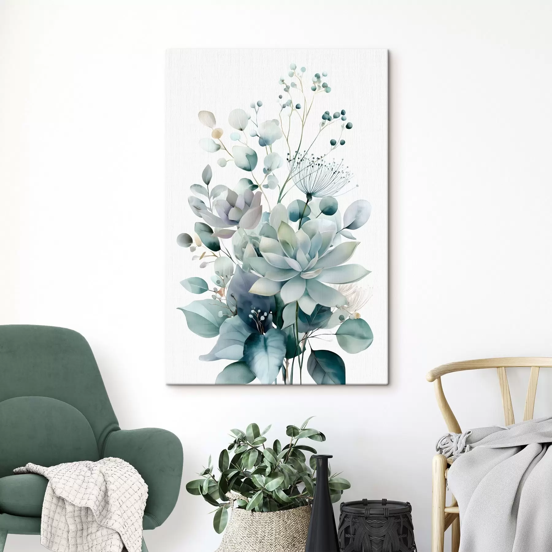  Schilderijen Vetplanten en andere planten, in aquarelstijl s49427