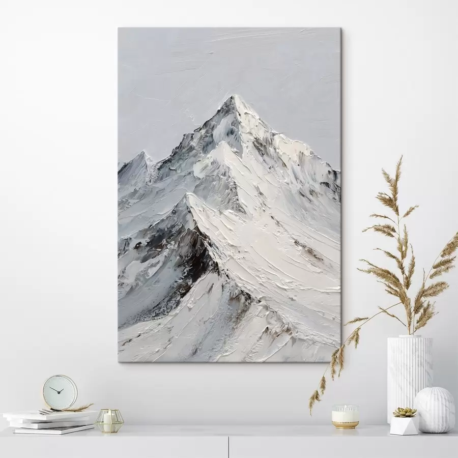 Fotobehang Met sneeuw bedekte bergen in impasto-stijl s49460