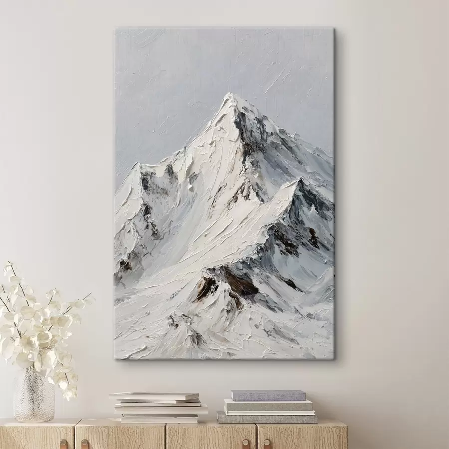 Fotobehang Met sneeuw bedekte bergen in impasto-stijl s49461