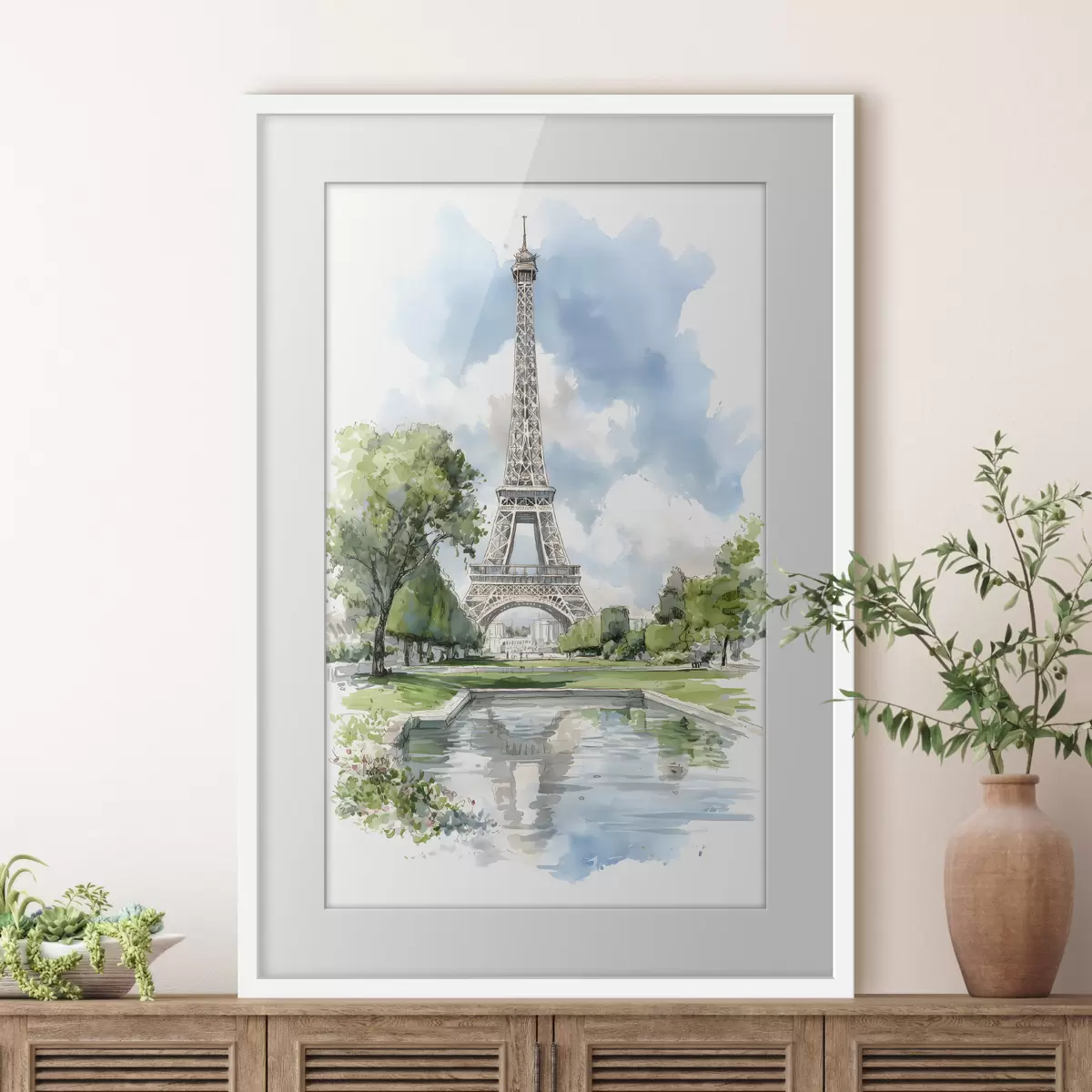 Poster De Eiffeltoren in aquarelstijl f49424