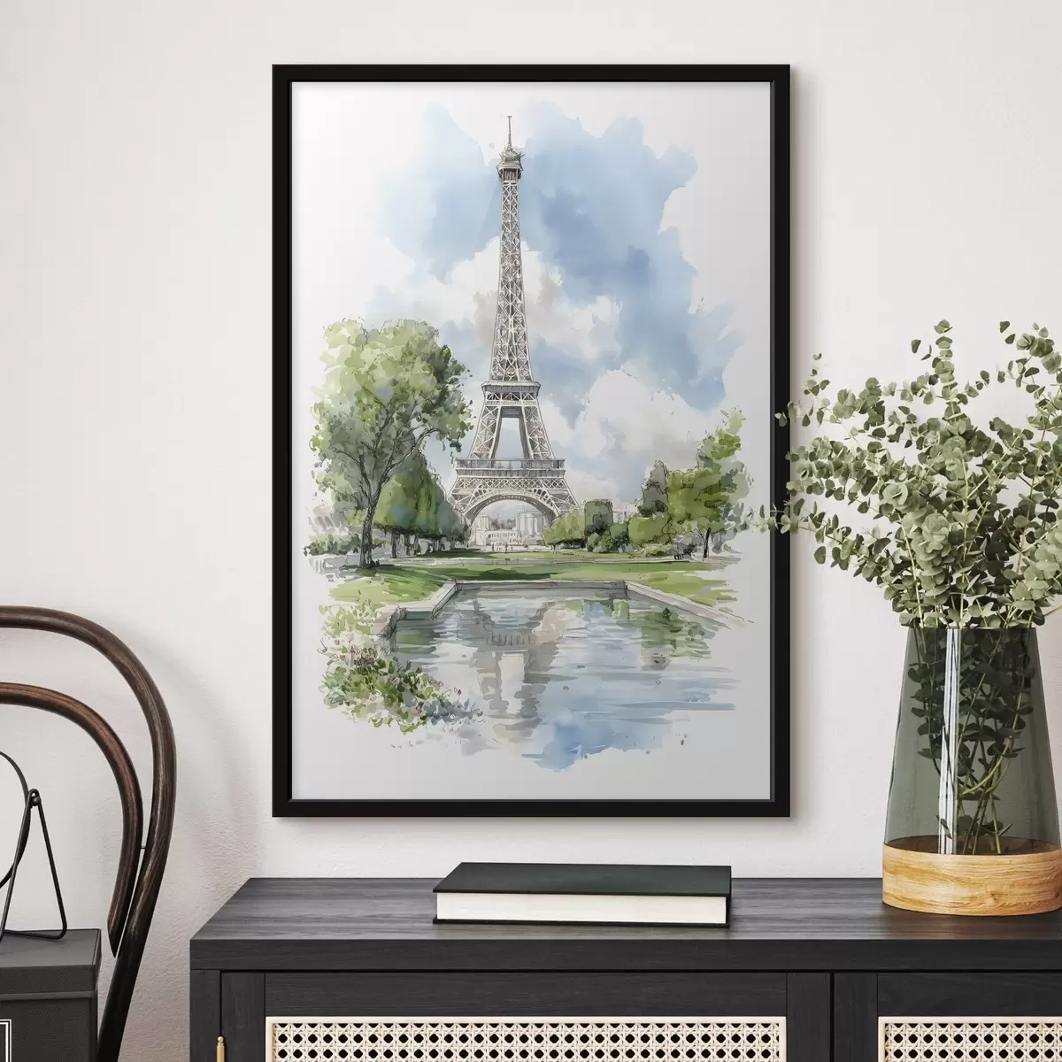 Poster De Eiffeltoren in aquarelstijl f49424