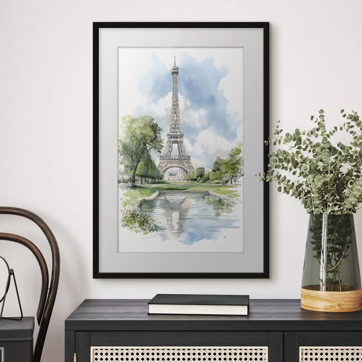 Poster De Eiffeltoren in aquarelstijl f49424