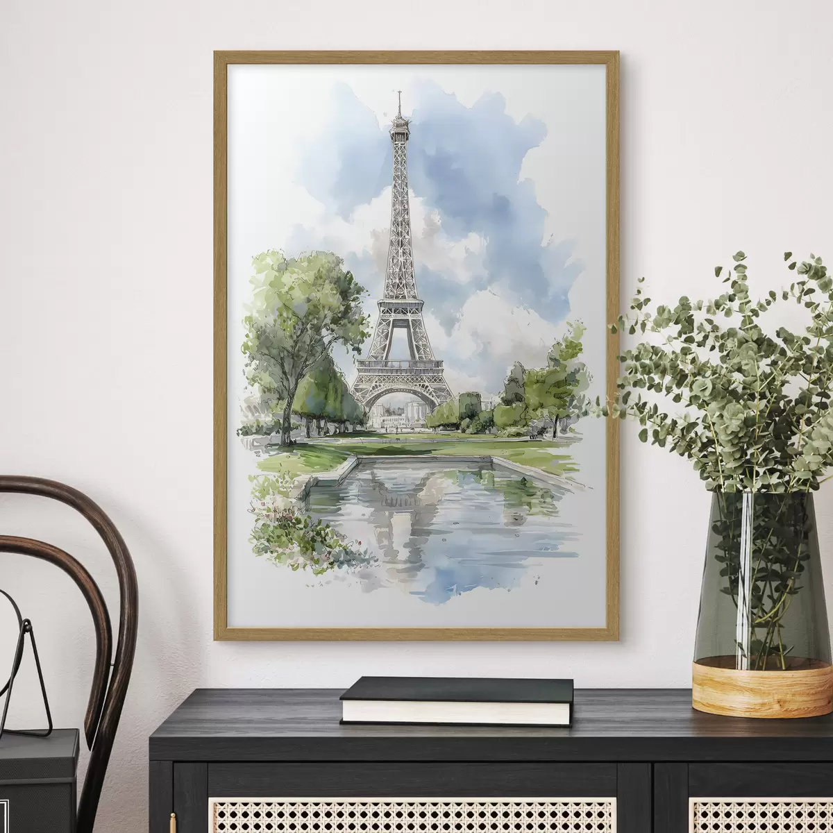 Poster De Eiffeltoren in aquarelstijl f49424