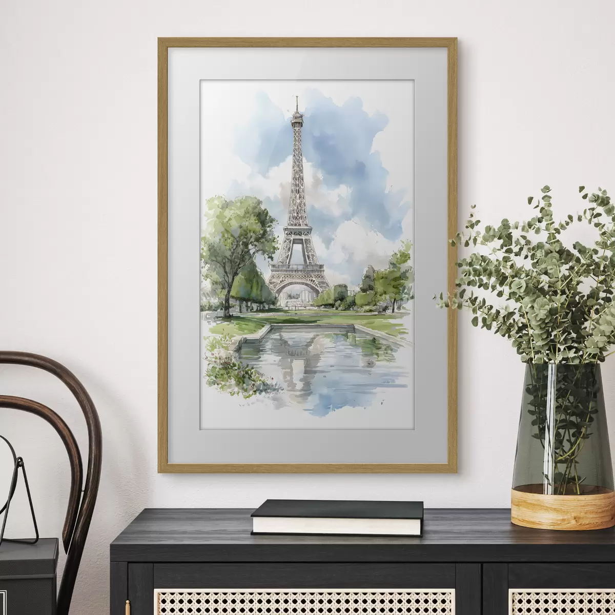 Poster De Eiffeltoren in aquarelstijl f49424