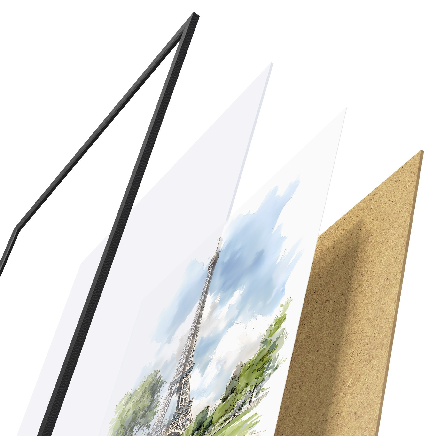 Poster De Eiffeltoren in aquarelstijl f49424