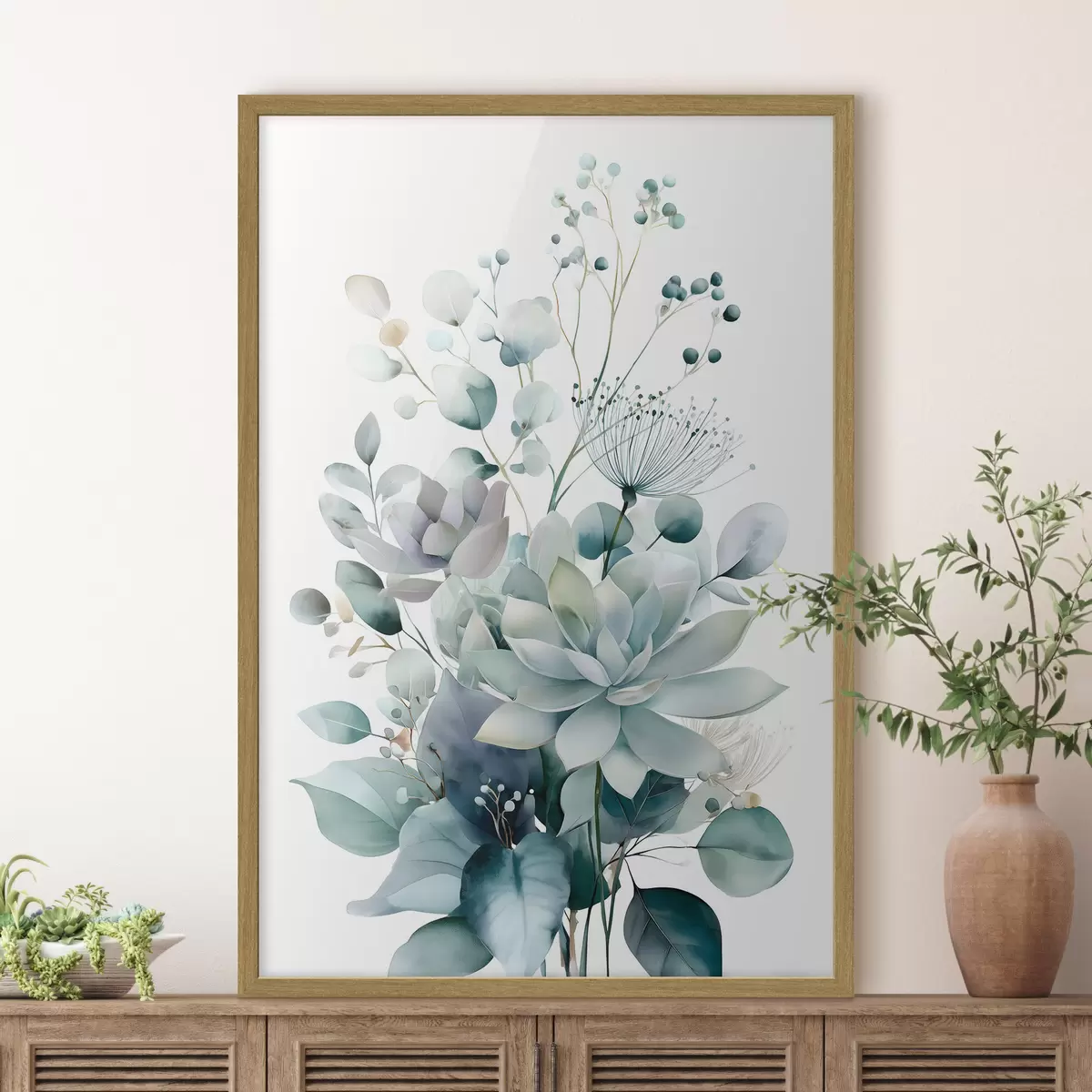 Poster Vetplanten en andere planten, in aquarelstijl f49427