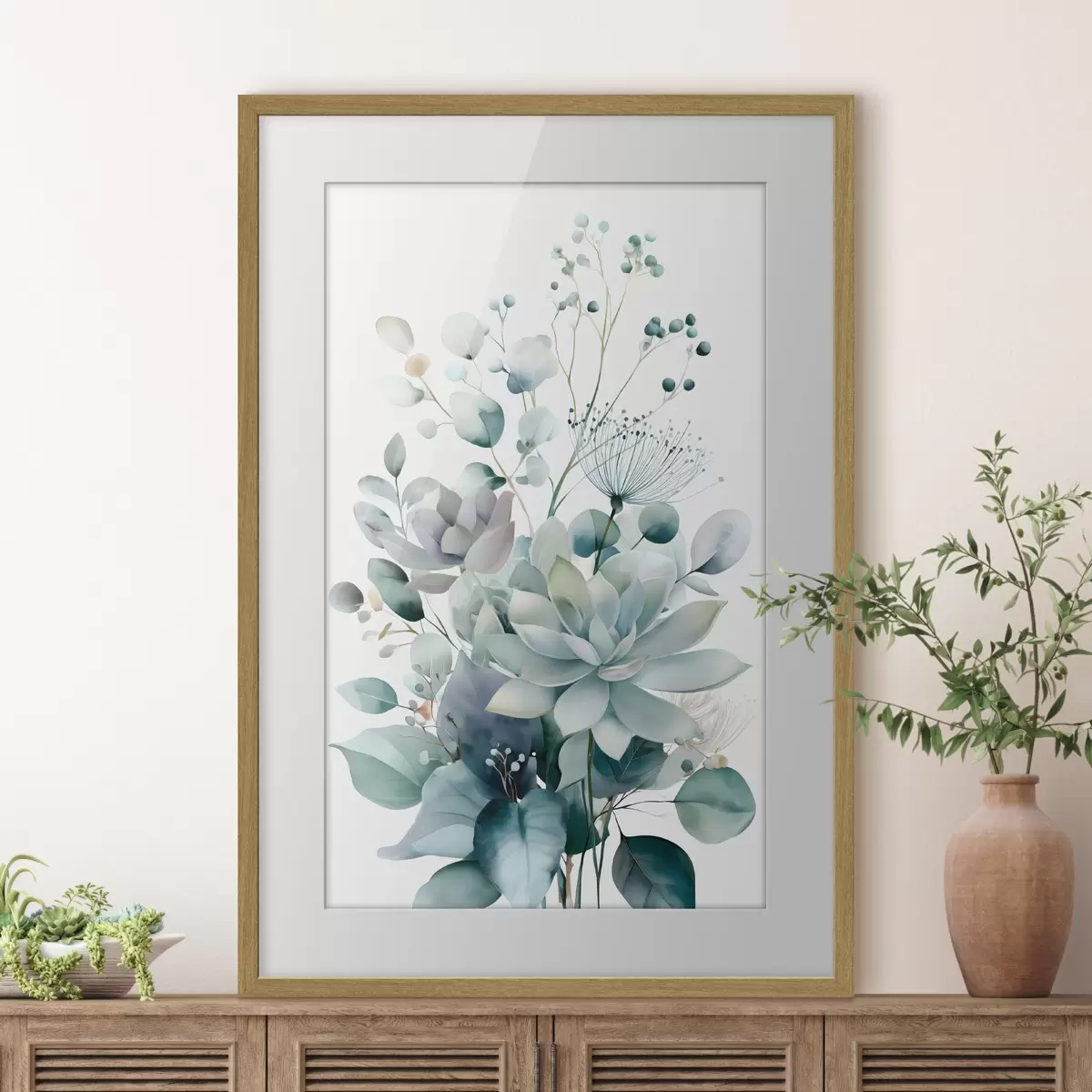 Poster Vetplanten en andere planten, in aquarelstijl f49427